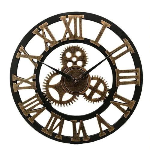Industrial Wall Clock with Vintage Mechanical Design