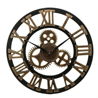Industrial Wall Clock with Vintage Mechanical Design