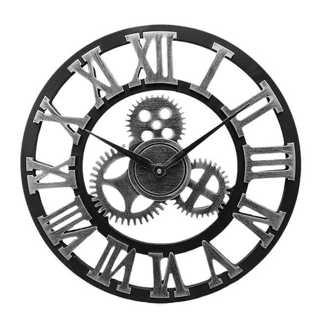 Industrial Wall Clock with Vintage Mechanical Design