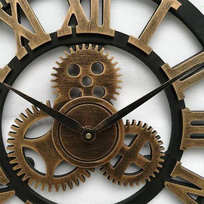Industrial Wall Clock with Vintage Mechanical Design