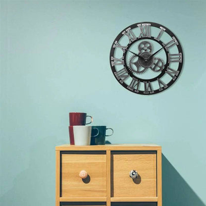 Industrial Wall Clock with Vintage Mechanical Design