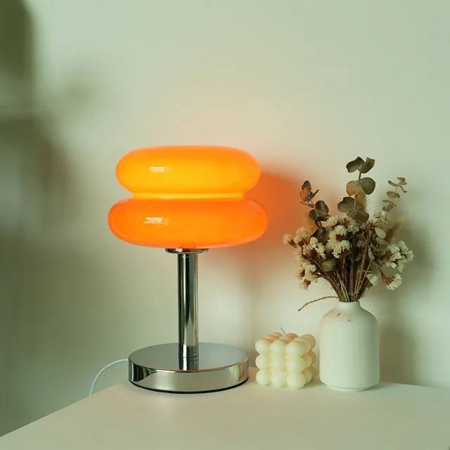 Glass Table Lamp with Colorful Pattern, Child Friendly Night Light