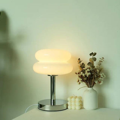 Glass Table Lamp with Colorful Pattern, Child Friendly Night Light