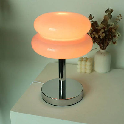 Glass Table Lamp with Colorful Pattern, Child Friendly Night Light