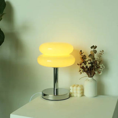 Glass Table Lamp with Colorful Pattern, Child Friendly Night Light