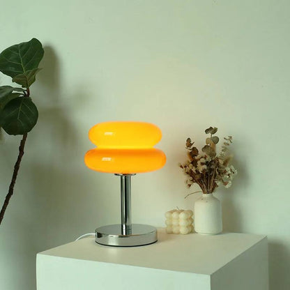 Glass Table Lamp with Colorful Pattern, Child Friendly Night Light