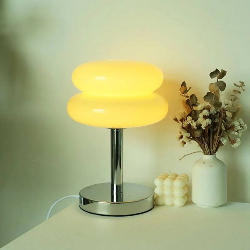 Glass Table Lamp with Colorful Pattern, Child Friendly Night Light