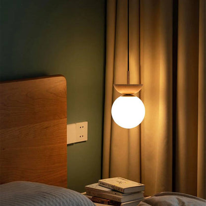 Glass Globe Ceiling Light with Wood Grain Design