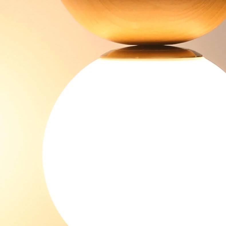 Glass Globe Ceiling Light with Wood Grain Design