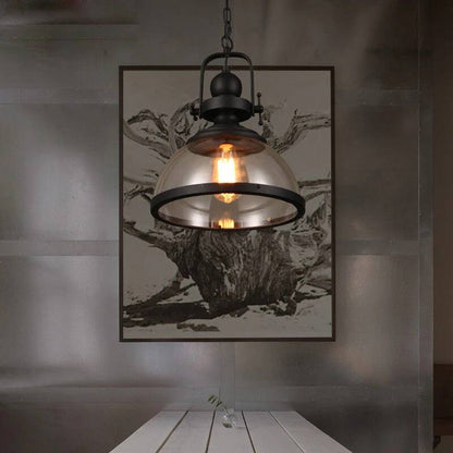 Bowl Shaped Glass Pendant Light, Industrial Retro Ceiling Lamp