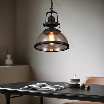 Bowl Shaped Glass Pendant Light, Industrial Retro Ceiling Lamp