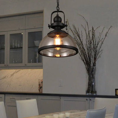 Bowl Shaped Glass Pendant Light, Industrial Retro Ceiling Lamp