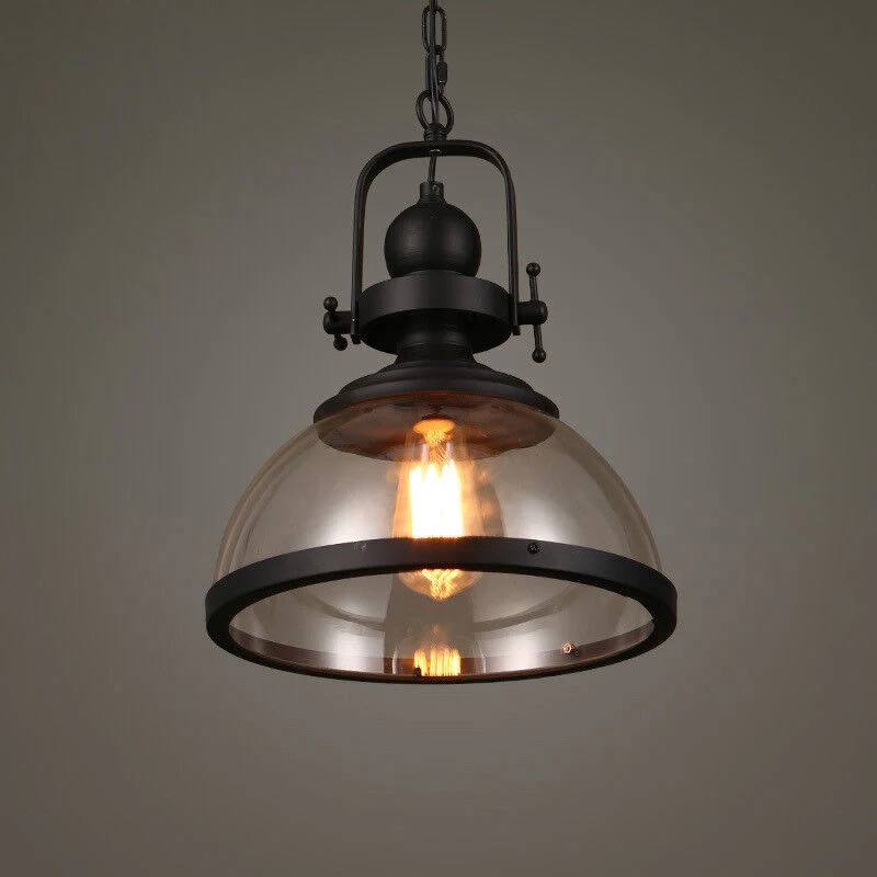 Bowl Shaped Glass Pendant Light, Industrial Retro Ceiling Lamp