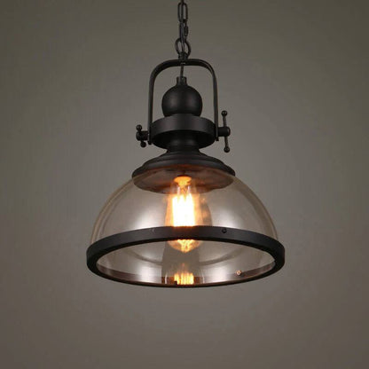 Bowl Shaped Glass Pendant Light, Industrial Retro Ceiling Lamp