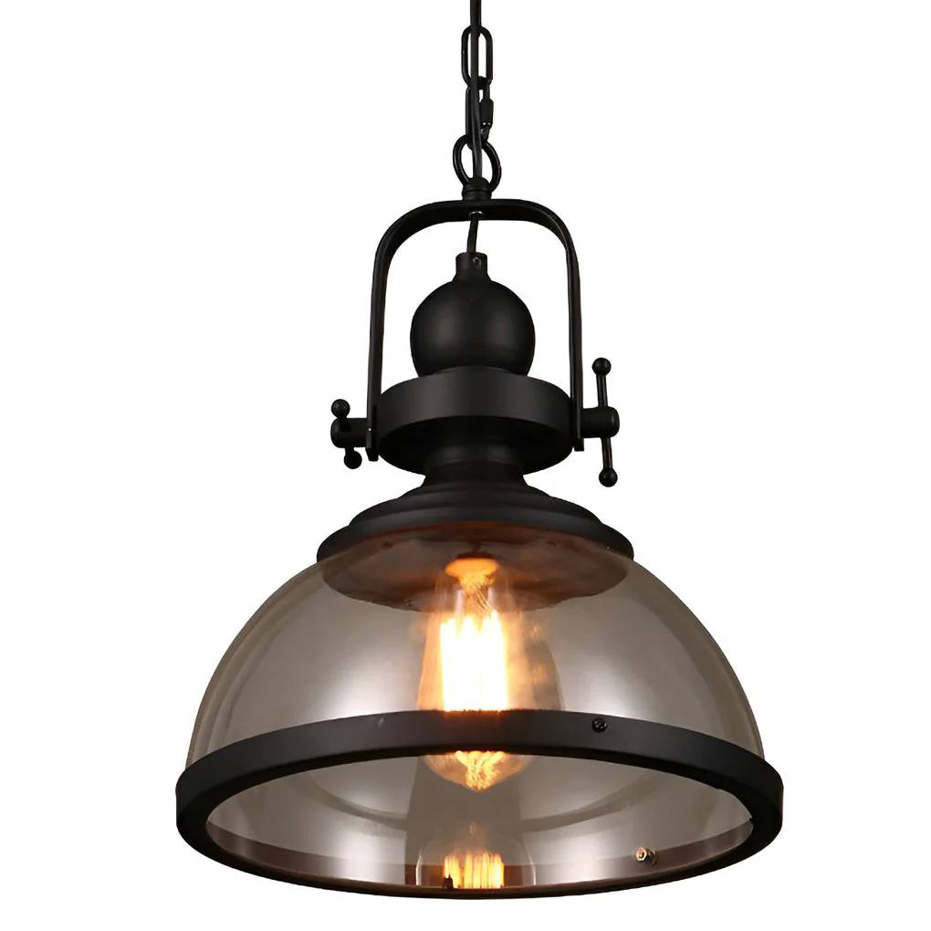 Bowl Shaped Glass Pendant Light, Industrial Retro Ceiling Lamp