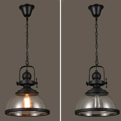 Bowl Shaped Glass Pendant Light, Industrial Retro Ceiling Lamp