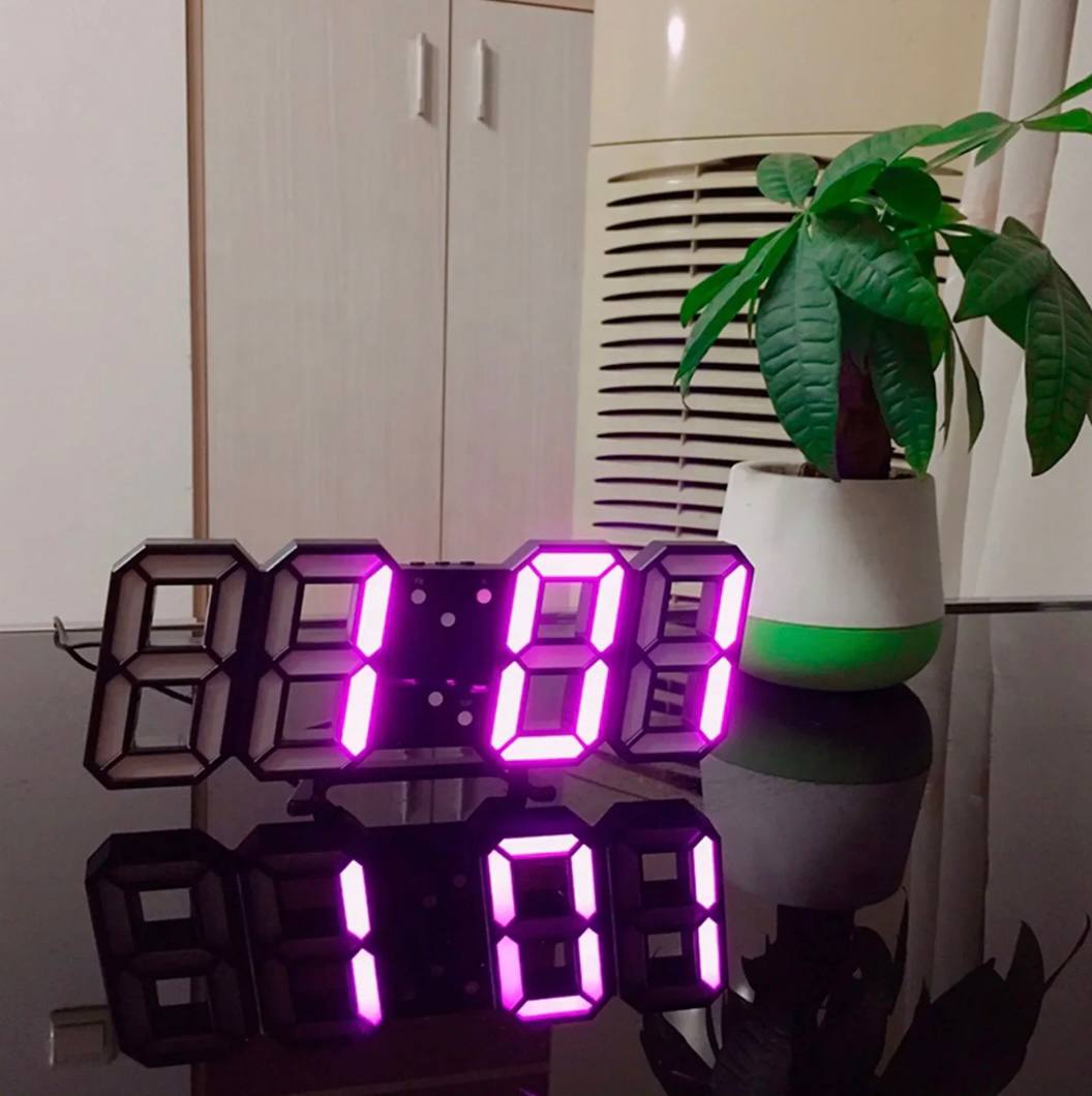 3D LED Wall Clock, Modern Digital Clock with Dimmable Lighting