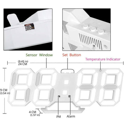 3D LED Wall Clock, Modern Digital Clock with Dimmable Lighting