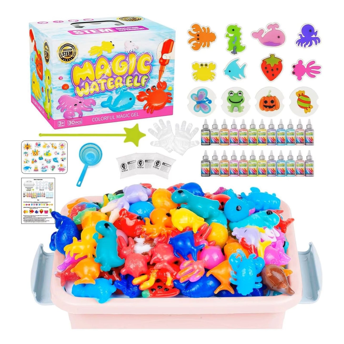 DIY Water Gel Pet Kit with 12 Colors and 12 Molds for Kids