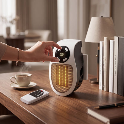 Plug In Wall Heater with Remote Control, Digital Thermostat and Overheat Protection