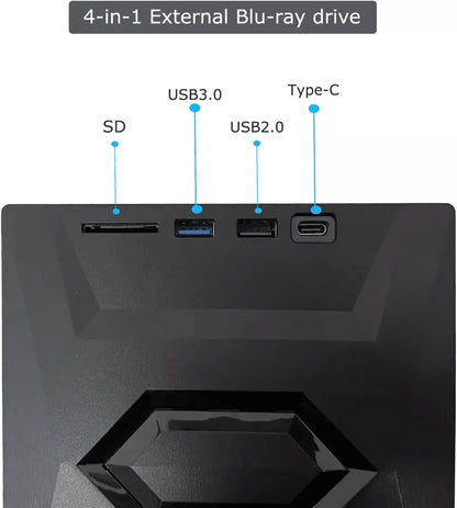 External CD and DVD Drive with SD Card and USB Hub for Laptop and PC