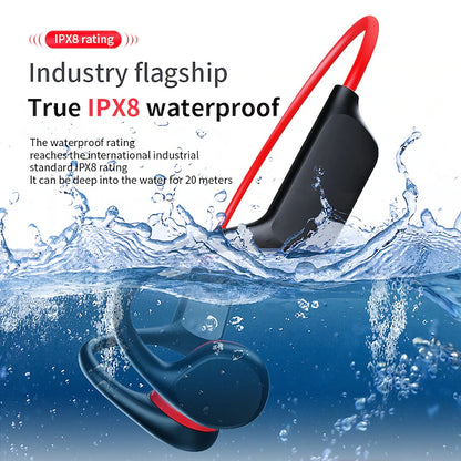 Bone Conduction Bluetooth Headphones with 32GB Memory and IPX8 Waterproof Rating for Swimming