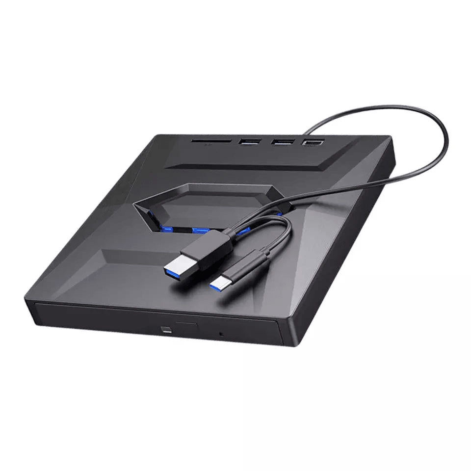 External CD and DVD Drive with SD Card and USB Hub for Laptop and PC