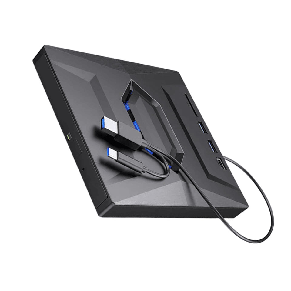 External CD and DVD Drive with SD Card and USB Hub for Laptop and PC