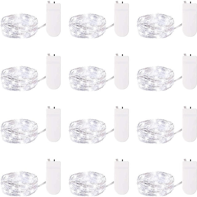 Firefly String Lights, 7Ft 20 LED Battery Operated with Flexible Silver Wire for Mason Jars and Wedding Decor