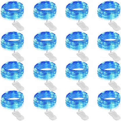 Firefly String Lights, 7Ft 20 LED Battery Operated with Flexible Silver Wire for Mason Jars and Wedding Decor