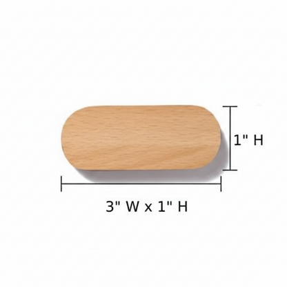Wooden Oval Key Holder with Magnetic Backing and Adhesive Wall Mount