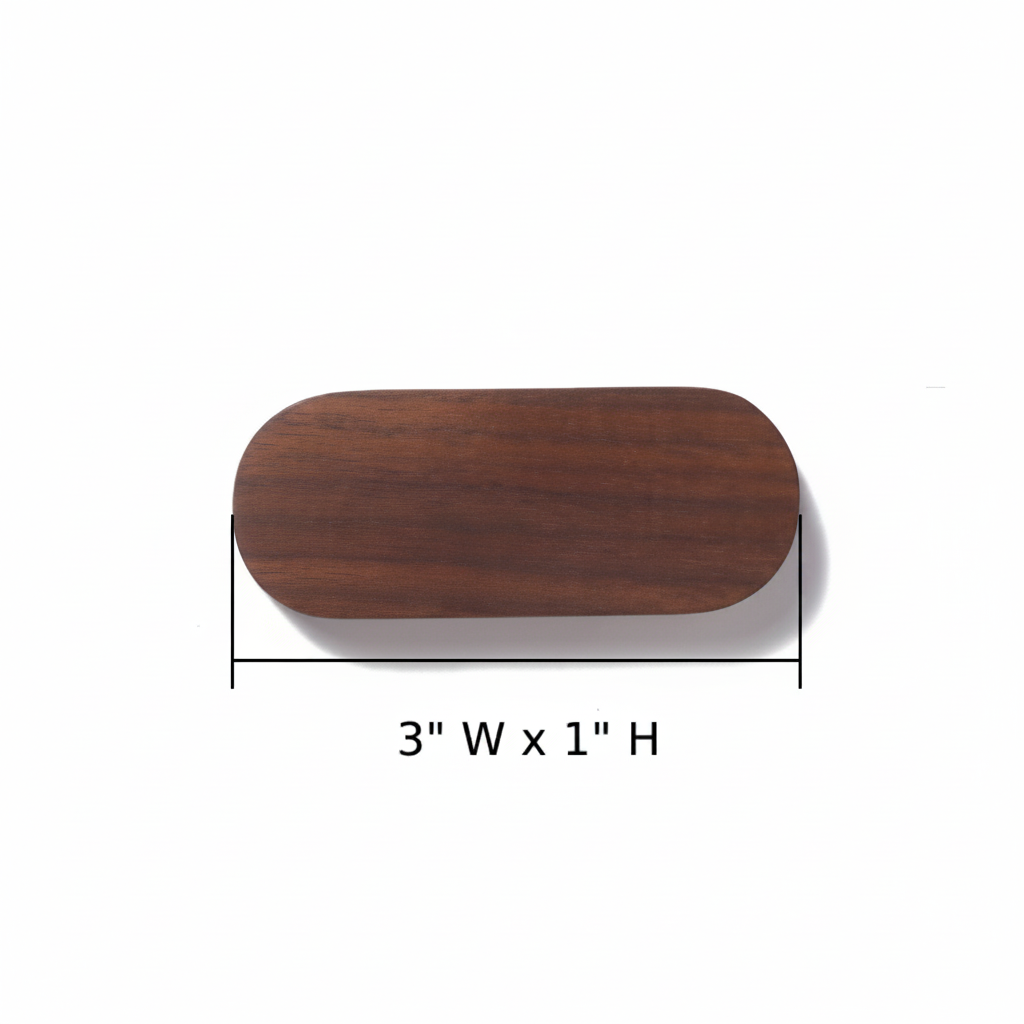 Wooden Oval Key Holder with Magnetic Backing and Adhesive Wall Mount