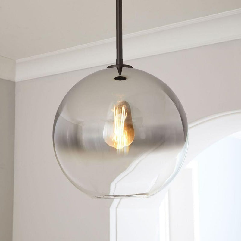Modern Glass Globe Pendant Light in Brass Design