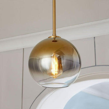 Modern Glass Globe Pendant Light in Brass Design