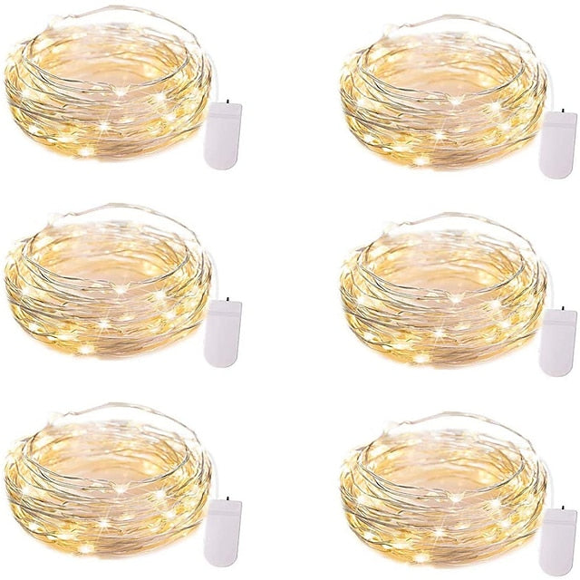 Firefly String Lights, 7Ft 20 LED Battery Operated with Flexible Silver Wire for Mason Jars and Wedding Decor