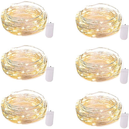 Firefly String Lights, 7Ft 20 LED Battery Operated with Flexible Silver Wire for Mason Jars and Wedding Decor