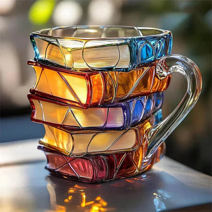 Book Spine Shaped Glass Mug for Literary Enthusiasts and Readers