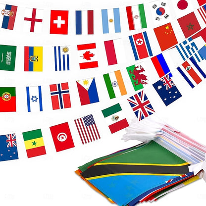 200 Nations International String Flag Banner for Global Sports Events and Classroom Decoration