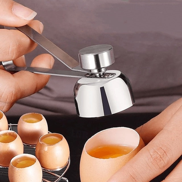 Stainless Steel Egg Shell Cutter Tool for Soft Boiled and Century Eggs in Home Kitchen