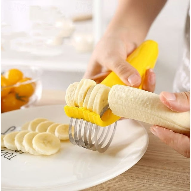 Stainless Steel Manual Fruit and Vegetable Slicer for Banana, Sausage and Salad Preparation