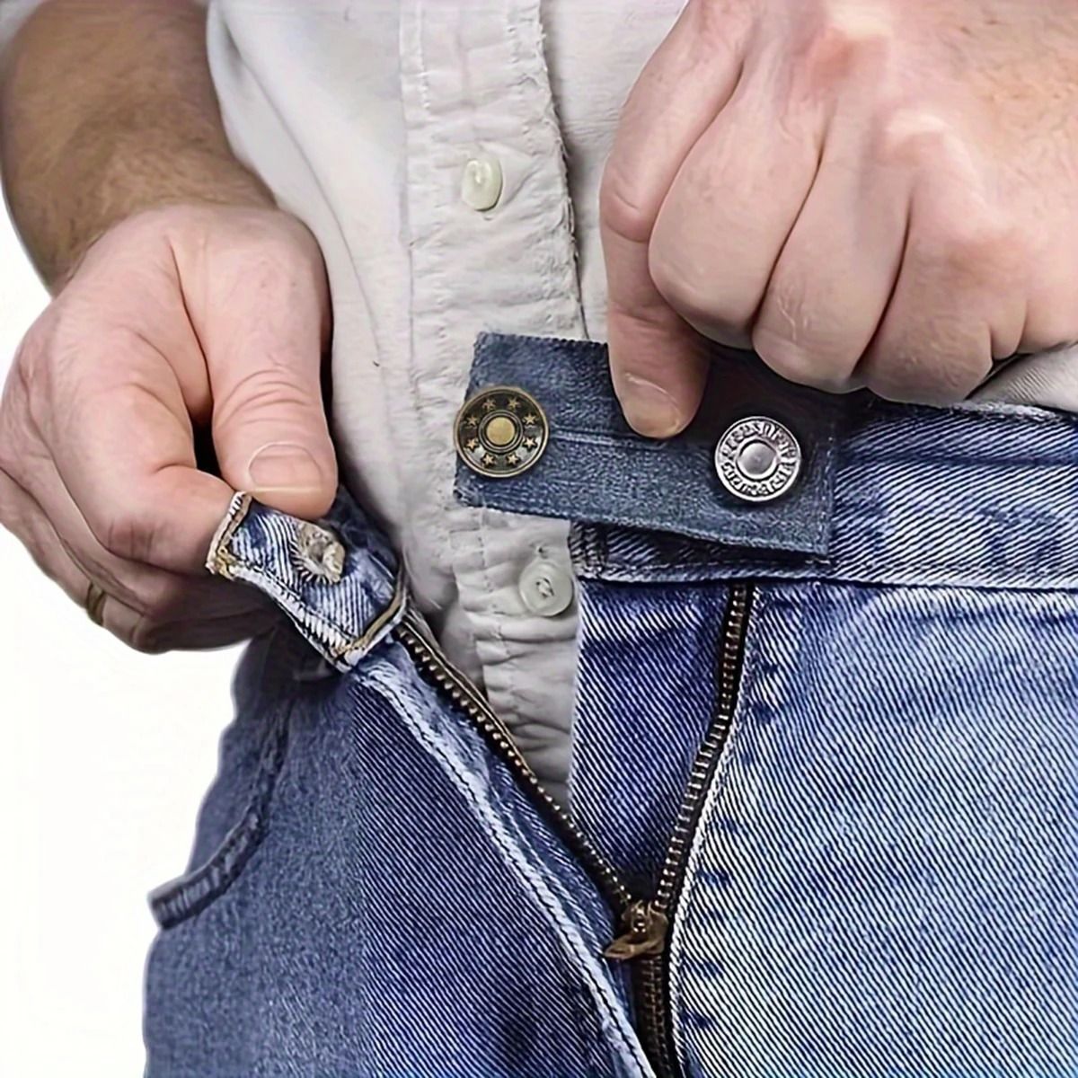 Pant Waistband Button Extenders with Elastic Band for Jeans and Trousers