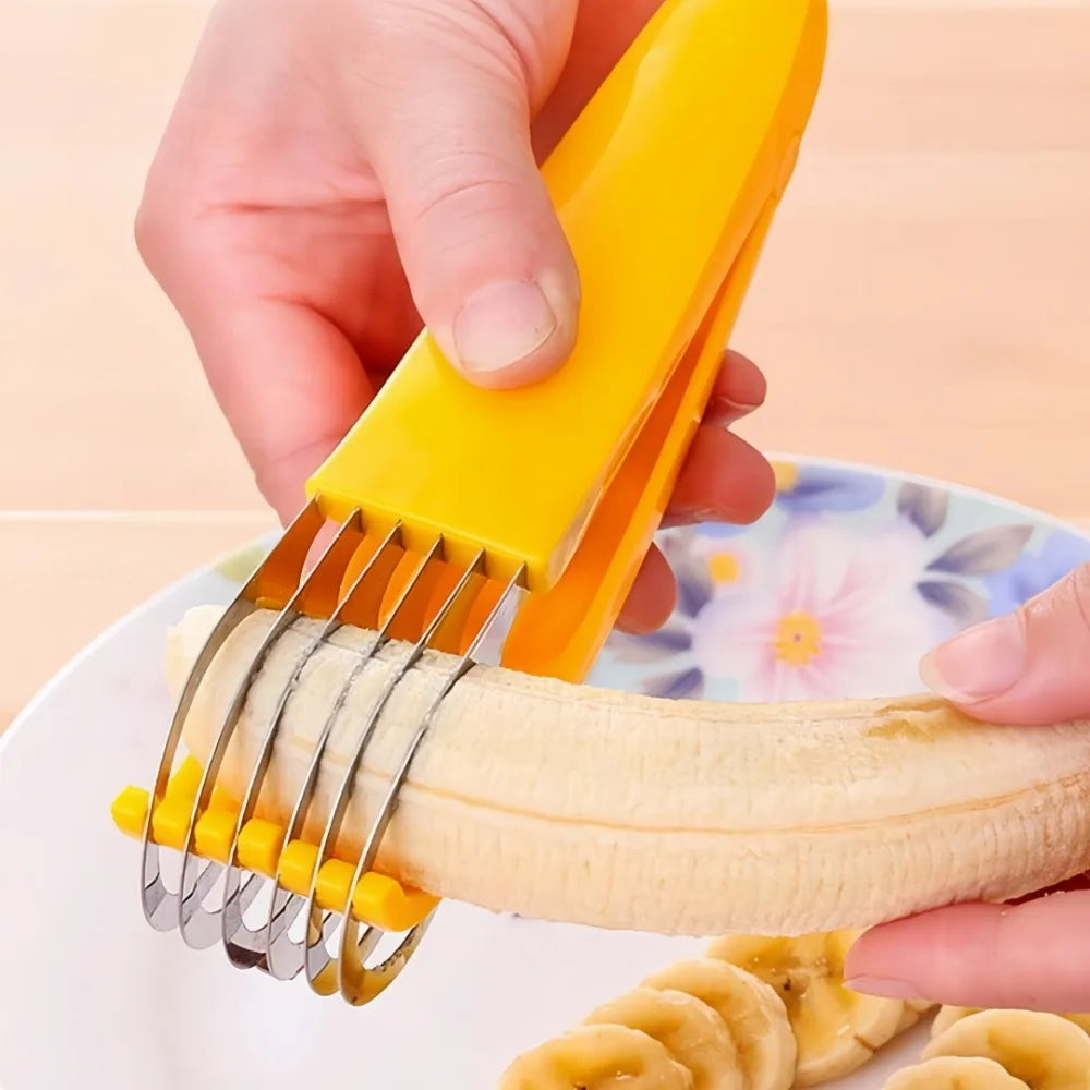 Stainless Steel Curved Banana and Fruit Slicer for Kitchen Chopping and Meal Prep