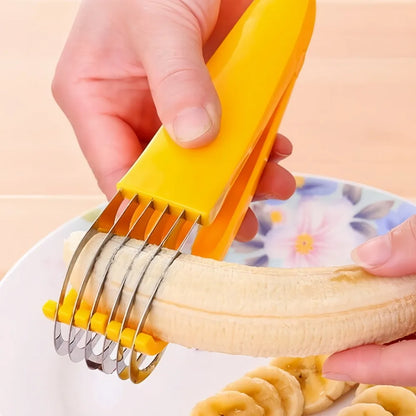 Stainless Steel Curved Banana and Fruit Slicer for Kitchen Chopping and Meal Prep