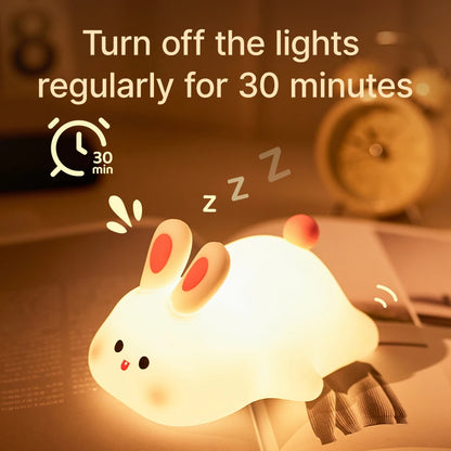Silicone Rabbit Touch Lamp with USB Charging for Kids Bedside and Reading
