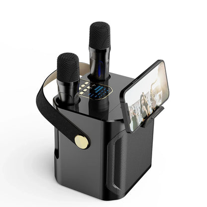 Portable Bluetooth Karaoke Speaker with 360 Sound and Dual Mic Inputs