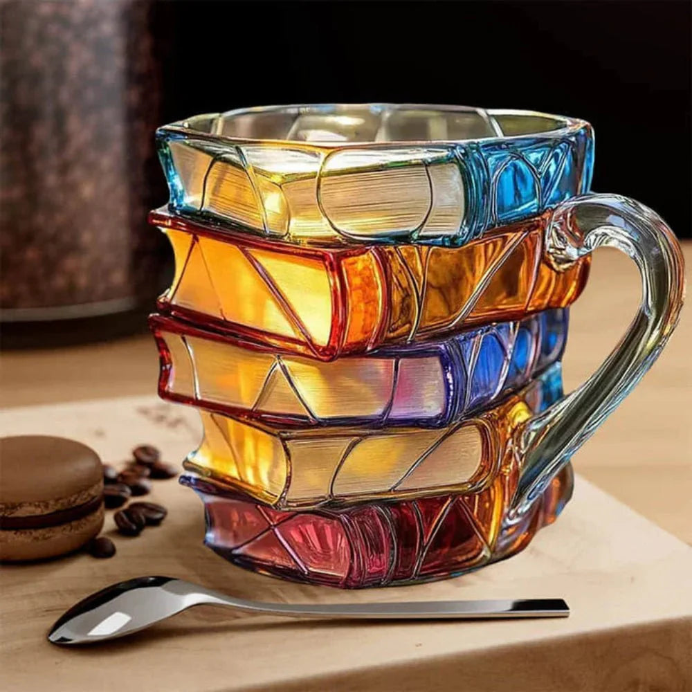Book Spine Shaped Glass Mug for Literary Enthusiasts and Readers