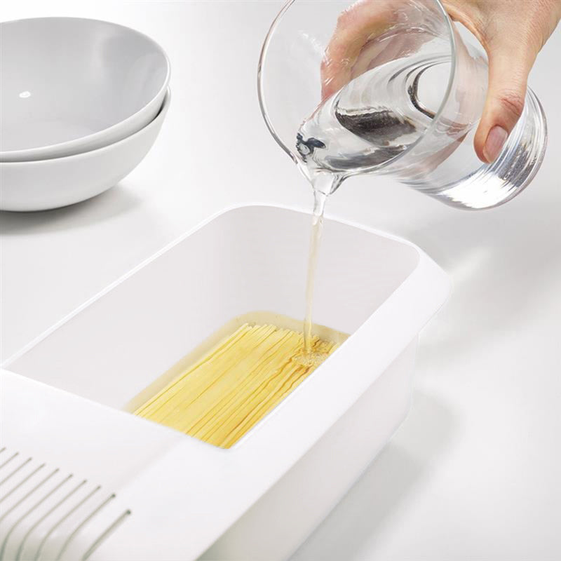 Microwave Pasta Cooker with Built-In Strainer for Vegetables and Spaghetti