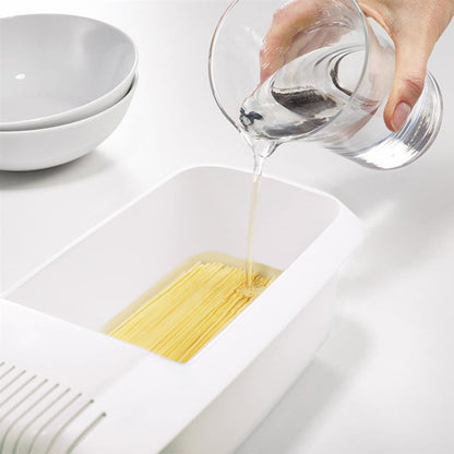 Microwave Pasta Cooker with Built-In Strainer for Vegetables and Spaghetti