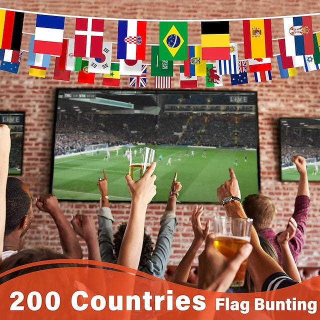 200 Nations International String Flag Banner for Global Sports Events and Classroom Decoration