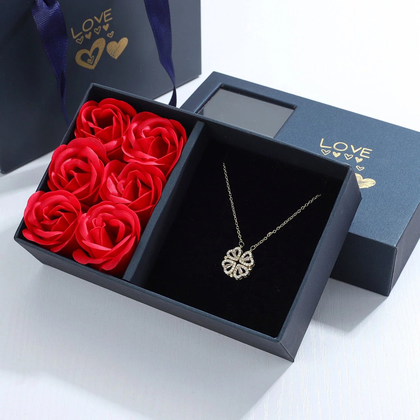 Four Leaf Clover Pendant Necklace with Delicate Chain for Women